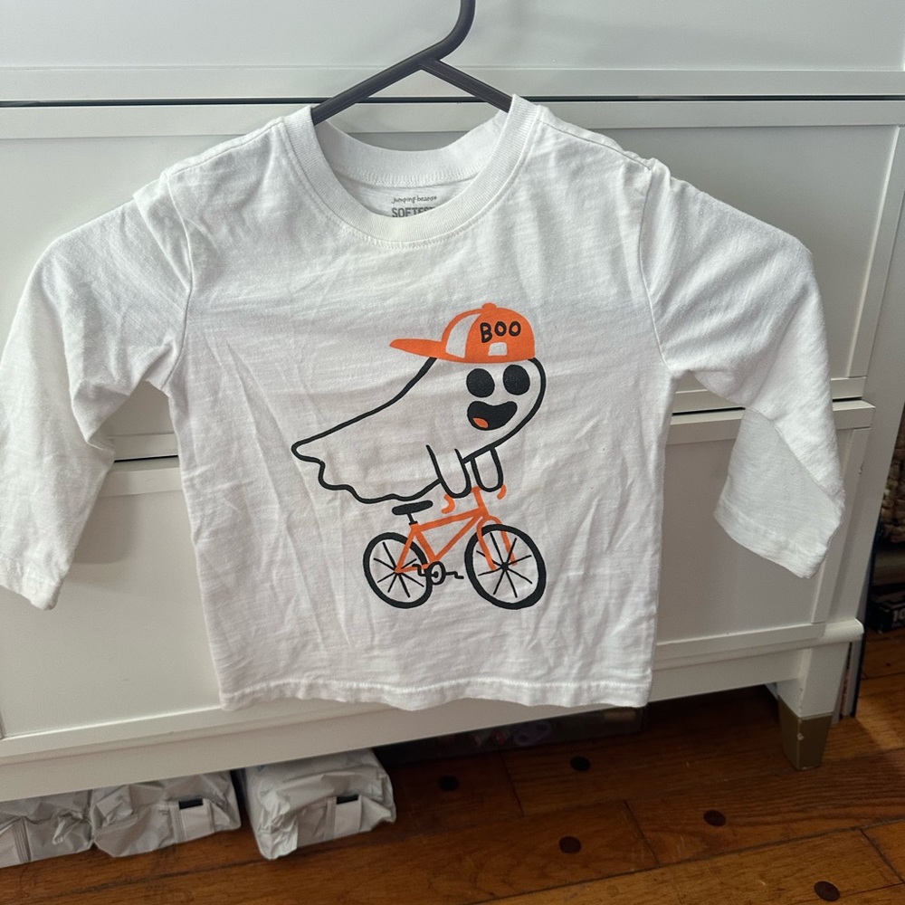 White Long Sleeve Ghost Graphic Tee